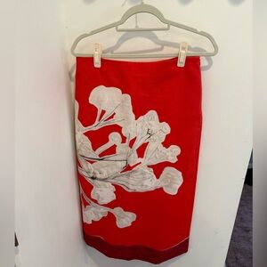 Zara Linen Red and White Skirt